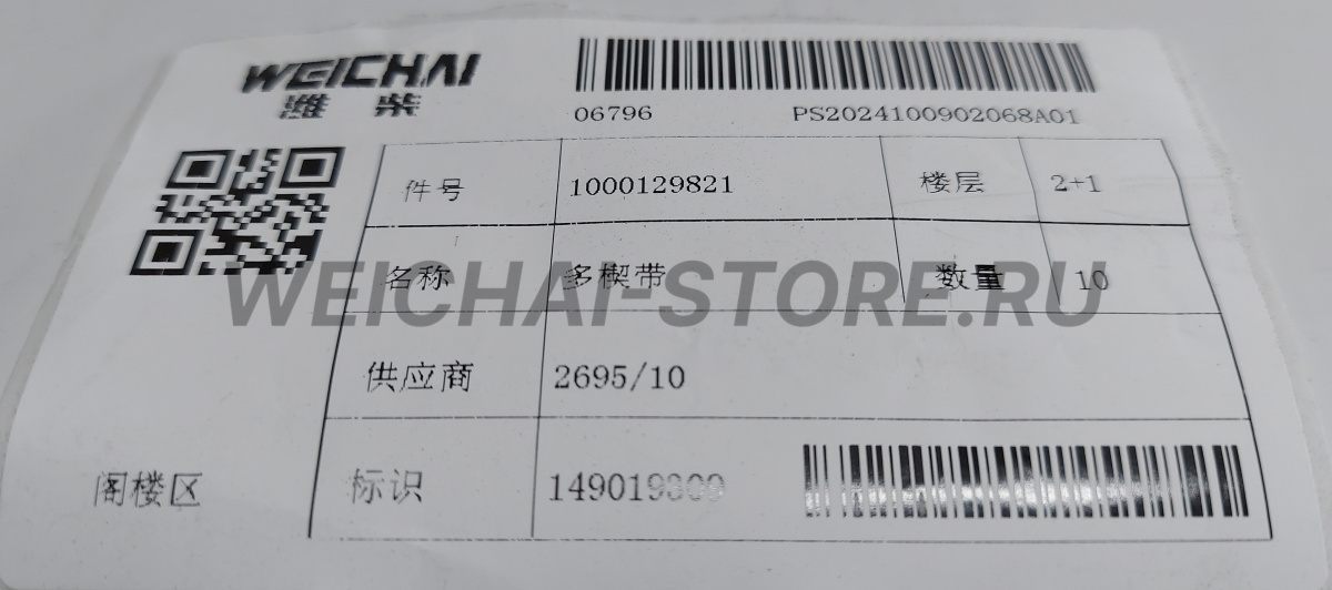 1000129821 Ремень 10PK1703