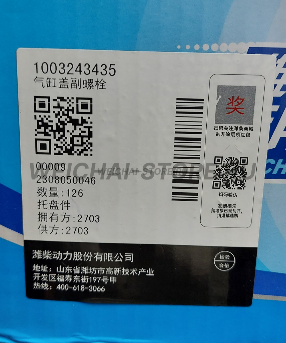 1003243435 Шпилька головки блока цилиндров